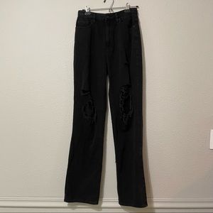 Pacsun Black 90s Boyfriend Distressed Jeans 28 High Rise Straight Leg